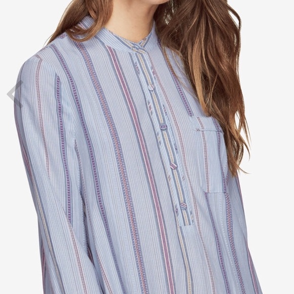BCBGMAXAZRIA blue striped shirt dress - Picture 3 of 6